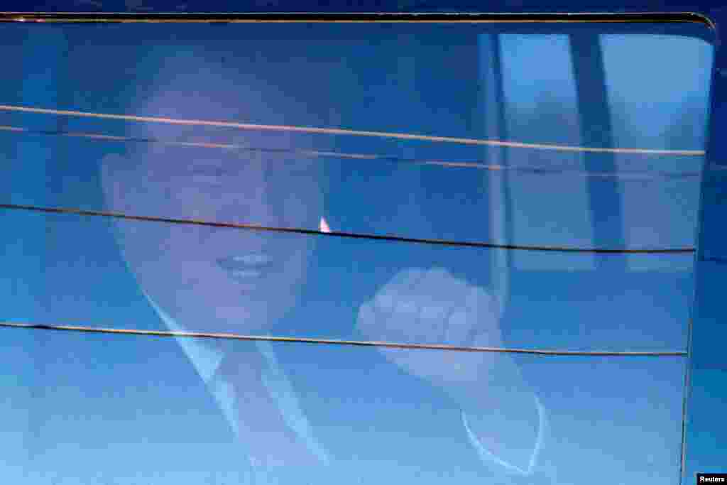 Republican presidential candidate and former U.S. President Donald Trump arrives at the courthouse as he is expected to bid for dismissal in a hearing on a classified documents case, in Fort Pierce, Florida.