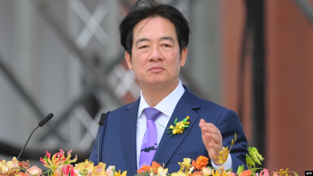 台湾新总统赖清德在台北举行的就职典礼上发表讲话. (2024年5月20日)