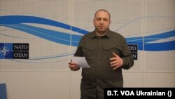 Міністр оборони України Рустем Умєров у штаб-квартирі НАТО в Брюсселі 11 жовтня 2023 р.