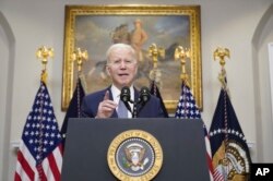 President Joe Biden speaks about the banking system in the Roosevelt Room of the White House, Monday, March 13, 2023 in Washington. (AP Photo/Andrew Harnik)