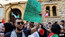 Une manifestation d'étudiants pro-palestiniens de l'Université américaine de Beyrouth.