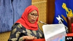 Rais Tanzania Samia Suluhu akiwa Dodoma tarehe 22 Aprili , 2021. Picha na AFP.