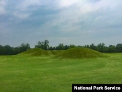 View of some of the mounds at the Hopewell ceremonial earthworks near Chillicothe, Ohio. UNESCO has named the earthworks to its list of World Heritage sites.