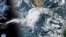 This satellite image taken at 10:50 a.m. EDT on Aug. 17, 2023, and provided by the National Oceanic and Atmospheric Administration shows Hurricane Hilary off the Pacific coast of Mexico. (NOAA via AP)