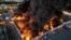 Drone view of the Marywilska 44 shopping centre burning during a massive fire in Warsaw, May 12, 2024. (Dariusz Borowicz/Agencja Wyborcza.pl via Reuters)  