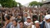 FILE - Houthi supporters chant slogans as they attend a rally marking eight years for a Saudi-led coalition, on March 26, 2023, in Sanaa, Yemen. 