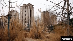 中國河北省石家莊郊區恆大集團沒有完工的居民樓盤。 （2024年2月1日）