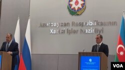 Rusiyanın xarici işlər naziri Sergey Lavrov və Azərbaycan xarici işlər naziri Ceyhun Bayramov