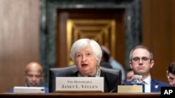 U.S. Treasury Secretary Janet Yellen testifies before the Senate Finance Committee about the President's proposed budget request for fiscal year 2024, March 16, 2023, on Capitol Hill in Washington. 