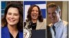 Entre los nombres más destacados están la vicepresidenta de EEUU, Kamala Harris (centro); el gobernador de California, Gavin Newsom (izquierda); y la gobernadora de Michigan, Gretchen Whitmer (derecha).