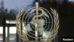 FILE: A logo is pictured on the World Health Organization (WHO) headquarters in Geneva, Switzerland, on Nov. 22, 2017. 