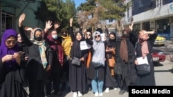 On the eve of International Women's Day, a number of women protested in Kabul. March 7, 2023.