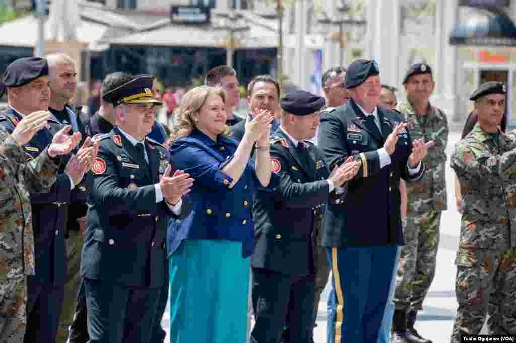 The U.S. Army Europe and Africa Band performed at the Skopje City Square