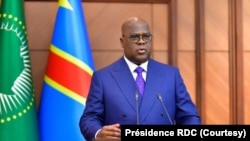 Président Félix Tshisekedi azali kosala lisikulu ya bolembisi état de siège, Kinshasa, 13 sanza ya zomi 2023,. (Présidence RDC)