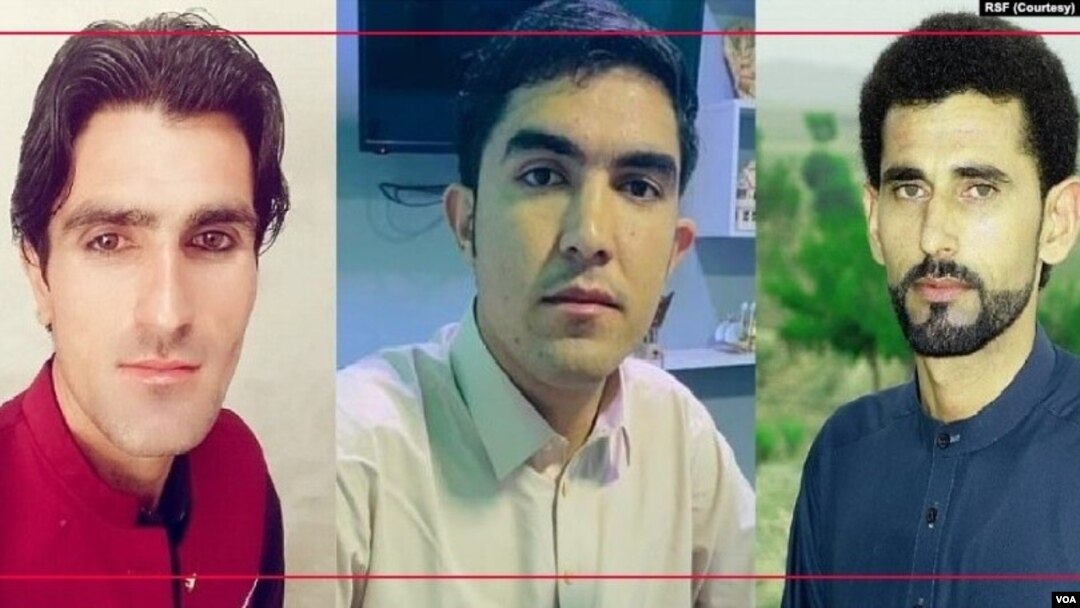د طالبانو له زندان څخه درې خوشې کړای شوي خبریالان. انځور د امریکا غږ اشنا له پاڼې اخېستل شوی