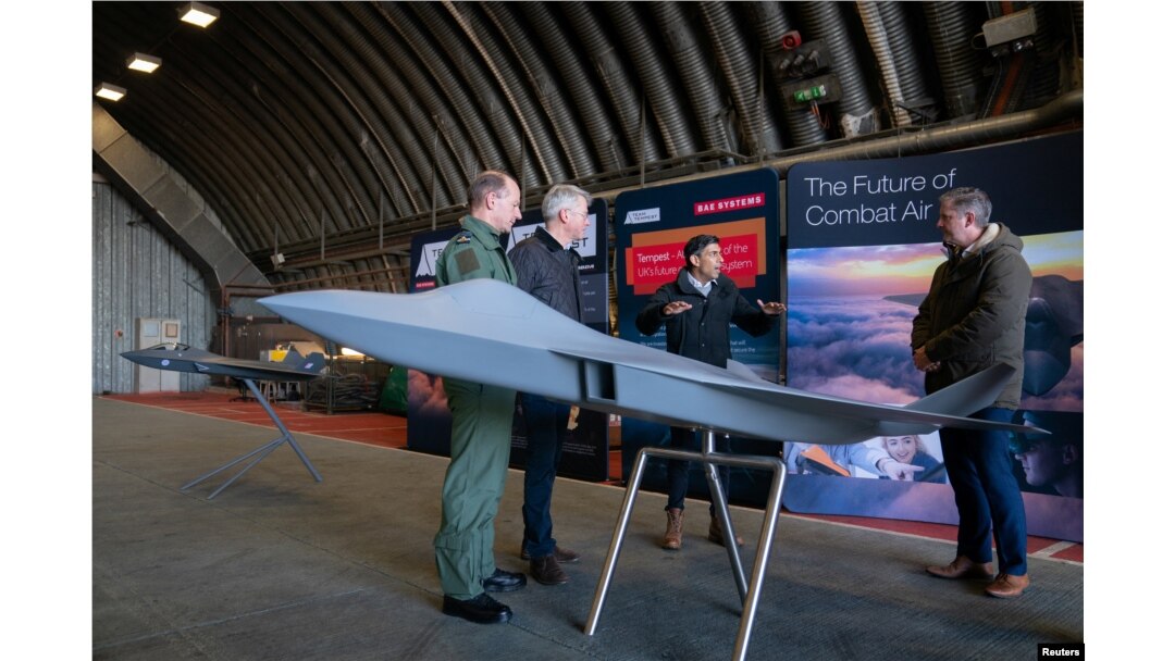 Prime Minister Rishi Sunak visits RAF Coningsby in Linconshire, Dec. 9, 2022, following the announcement that Britain will work to develop next-generation fighter jets with Italy and Japan. The jets, called Tempest in the UK, are to take to the skies by 2035 and serve as a successor to the RAF Typhoon.