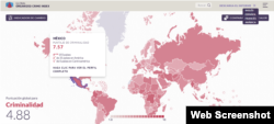 México tiene un puntuaje de criminalidad de 7.57, de acuerdo con el Índice Global del Crimen.