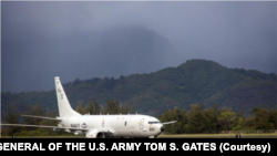 美國陸軍高級將領托馬斯.蓋茲10月12日發推顯示在台灣海峽進行正常飛行的美國海軍P-8A Poseidon 偵察機。