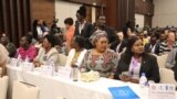  Josephine Napon Cosmos, South Sudan Minister of Environment (2nd R), Awut Deng Acuil, Minister of General Education and Instruction (3rd R), Mary Nawai Martin, Minister of Parliamentary Affairs (4th R), Mary Ayen, Deputy Speaker of Council of States (2nd L). (VOA/Juliana Saipai)