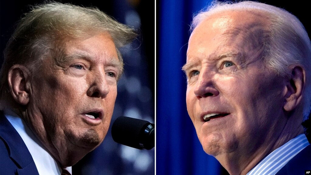 প্রাক্তন প্রেসিডেন্ট ডনাল্ড ট্রাম্প (বামে), প্রেসিডেন্ট জো বাইডেন (ডানে)।
