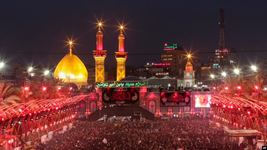 Shiite pilgrims mark the holiday of Arbaeen in Karbala, Iraq, Aug. 24, 2024.