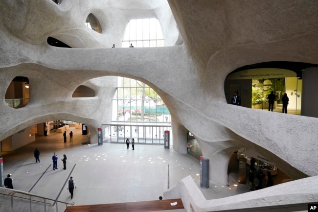 FILE - The Richard Gilder Center for Science, Education and Innovation is seen during a media preview Wednesday, April 26, 2023, at the American Museum of Natural History in New York. The Gilder Center opens to the public May 4. (AP Photo/Mary Altaffer)