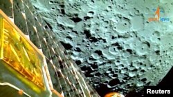 A view of the moon as viewed by the Chandrayaan-3 lander during Lunar Orbit Insertion on Aug. 5, 2023 in this screengrab from a video released Aug. 6, 2023. (ISRO/Handout via Reuters)