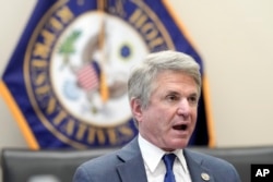 U.S. Representative Michael McCaul asks a question during the House Foreign Affairs Committee hearing on the struggles of women and girls in Afghanistan after the U.S. withdrawal, May 17, 2023, in Washington.