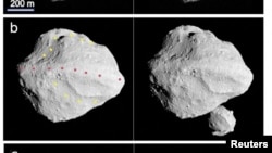 The asteroid Dinkinesh, a denizen of the solar system's main asteroid belt, is seen in multiple images taken by the NASA Lucy Spacecraft's L'LORRI Instrument. (NASA/SwRI/Johns Hopkins APL/NOIRLab/Handout via REUTERS)