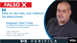 El ahora ex candidato a la presidencia, Paraguayo "Payo" Cubas acusa de un robo de las elecciones en Paraguay.