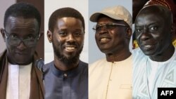 De gauche à droite : Amadou Ba, Bassirou Diomaye Faye, Khalifa Sall et Idrissa Seck, les quatre principaux candidats à la présidentielle sénégalaise.