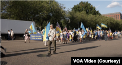 Participants of the Ukrainian procession walked through downtown Washington from the White House to the monument to Taras Shevchenko