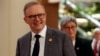 Australian Prime Minister Anthony Albanese along with the Australian Foreign Minister Penny Wong smile during the 43rd ASEAN Summit in Jakarta, Indonesia, Sept. 6, 2023.