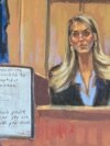Hope Hicks, former aide to former U.S. President Donald Trump, testifies during Trump's criminal trial in Manhattan state court in New York City, May 3, 2024, in this courtroom sketch.