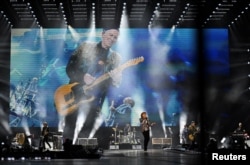 Mick Jagger, Ronnie Wood and Keith Richards of the rock band The Rolling Stones kick off their 2024 Hackney Diamonds tour at the NRG Stadium in Houston, Texas, U.S. April 28, 2024. (REUTERS/Callaghan O'Hare)