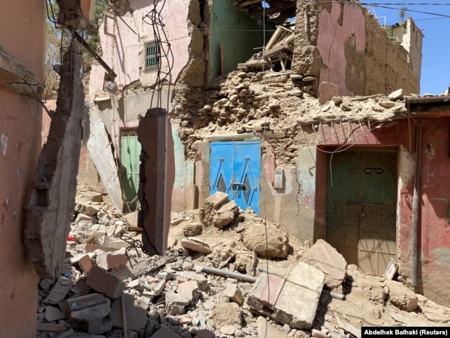Kerusakan pasca gempa dahsyat di Amizmiz, Maroko, 9 September 2023. (Foto: REUTERS/Abdelhak Balhaki)