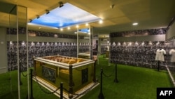 View of the mausoleum where the coffin of late Brazilian football star Pele rests, at the Ecumenical Necropolis Memorial cemetery in Santos, Brazil on May 15, 2023.
