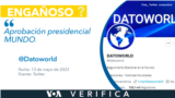Circula @Datoworld información engañosa sobre listado de aprobación presidencial "del mundo". 
