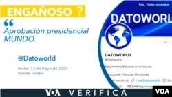 Circula @Datoworld información engañosa sobre listado de aprobación presidencial "del mundo". 