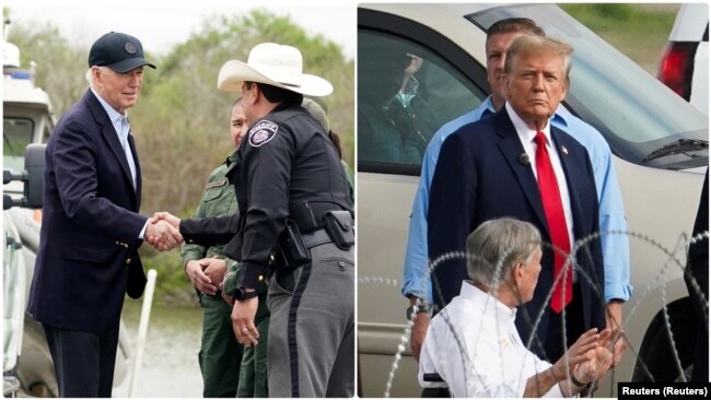 조 바이든 미국 대통령과 도널드 트럼프 전 대통령이 29일 나란히 텍사스 남부 멕시코 국경 인근을 방문했다.