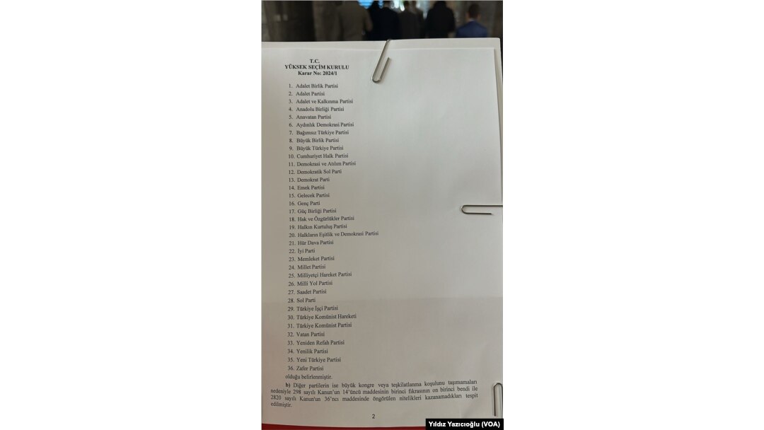 YSK bugün 31 Mart’taki yerel seçim için yasal katılım koşullarını sağlayan parti sayısını 36 olarak açıkladı.