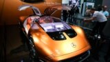 A view shows model Vision One-Eleven of Mercedes-Benz, a German automobile manufacturer, displayed during an event a day ahead of the official opening of the 2023 Munich Auto Show IAA Mobility, in Munich, Germany, Sept. 4, 2023. 