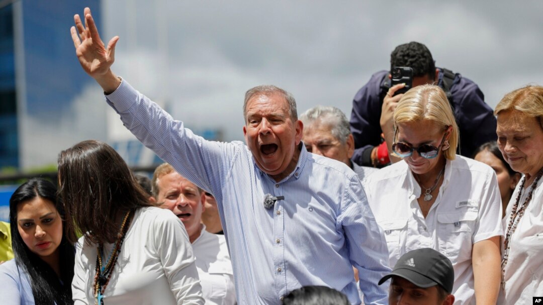 Opposition presidential candidate Edmundo Gonzalez leads a demonstration against the official election results that declared that President Nicolas Maduro won reelection, in Caracas, Venezuela, July 30, 2024. 