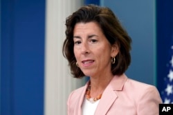 FILE - Commerce Secretary Gina Raimondo speaks during the daily briefing at the White House in Washington, Sept. 6, 2022.