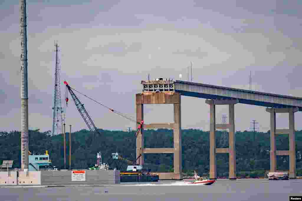 El puente Francis Scott Key después de que el carguero &#39;Dali&#39; fuera trasladado a la terminal marina Seagirt en el puerto de Baltimore, Maryland, EEUU, el 20 de mayo de 2024.&nbsp;