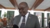Kembo Mohadi talks to reporters at the State House in Harare, Sept. 8, 2023, after being sworn in as one of the two Zimbabwe’s vice presidents. (Columbus Mavhunga/VOA)