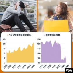 中国青年失业率与消费者信心指数一览表 （数据提供：易富贤）