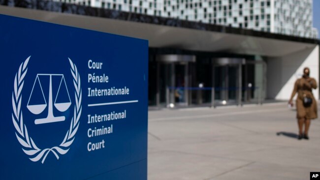 FILE - The exterior view of the International Criminal Court are pictured in The Hague, Netherlands, March 31, 2021.