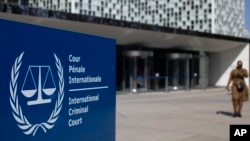 FILE - The exterior view of the International Criminal Court are pictured in The Hague, Netherlands, March 31, 2021.