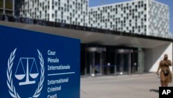 FILE - The exterior view of the International Criminal Court are pictured in The Hague, Netherlands, March 31, 2021.